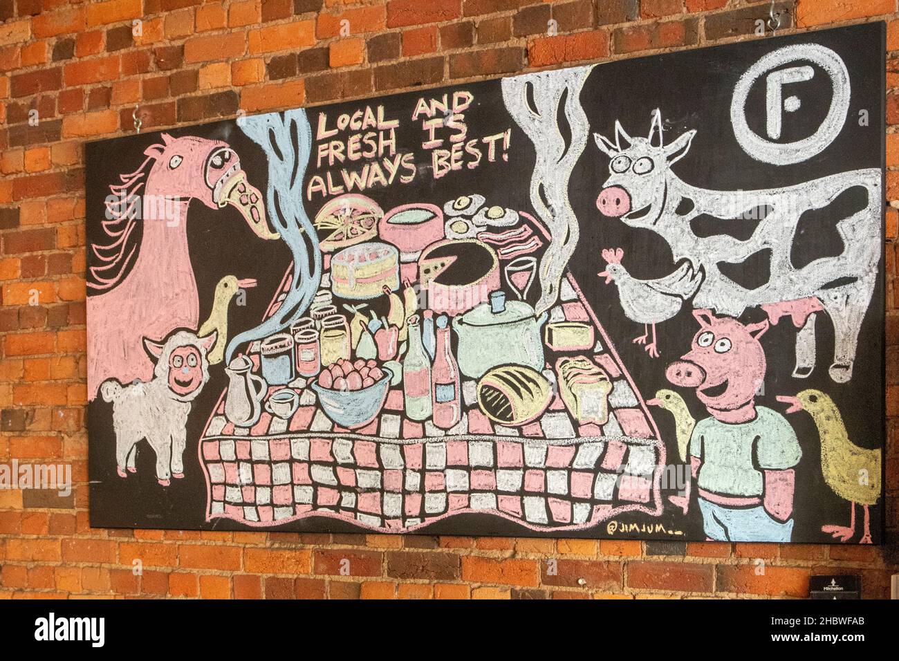 Cafe Wall Art, Shepparton, Victoria, Australia Stock Photo