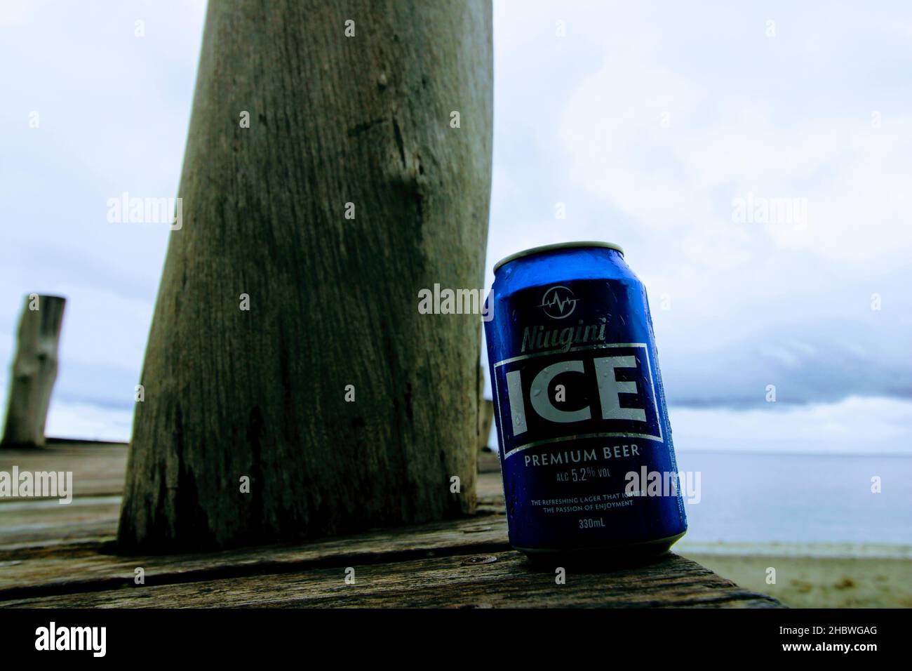 A can of Niugini Ice beer Papua New Guinea's coolest lager in Central Province, Papua New