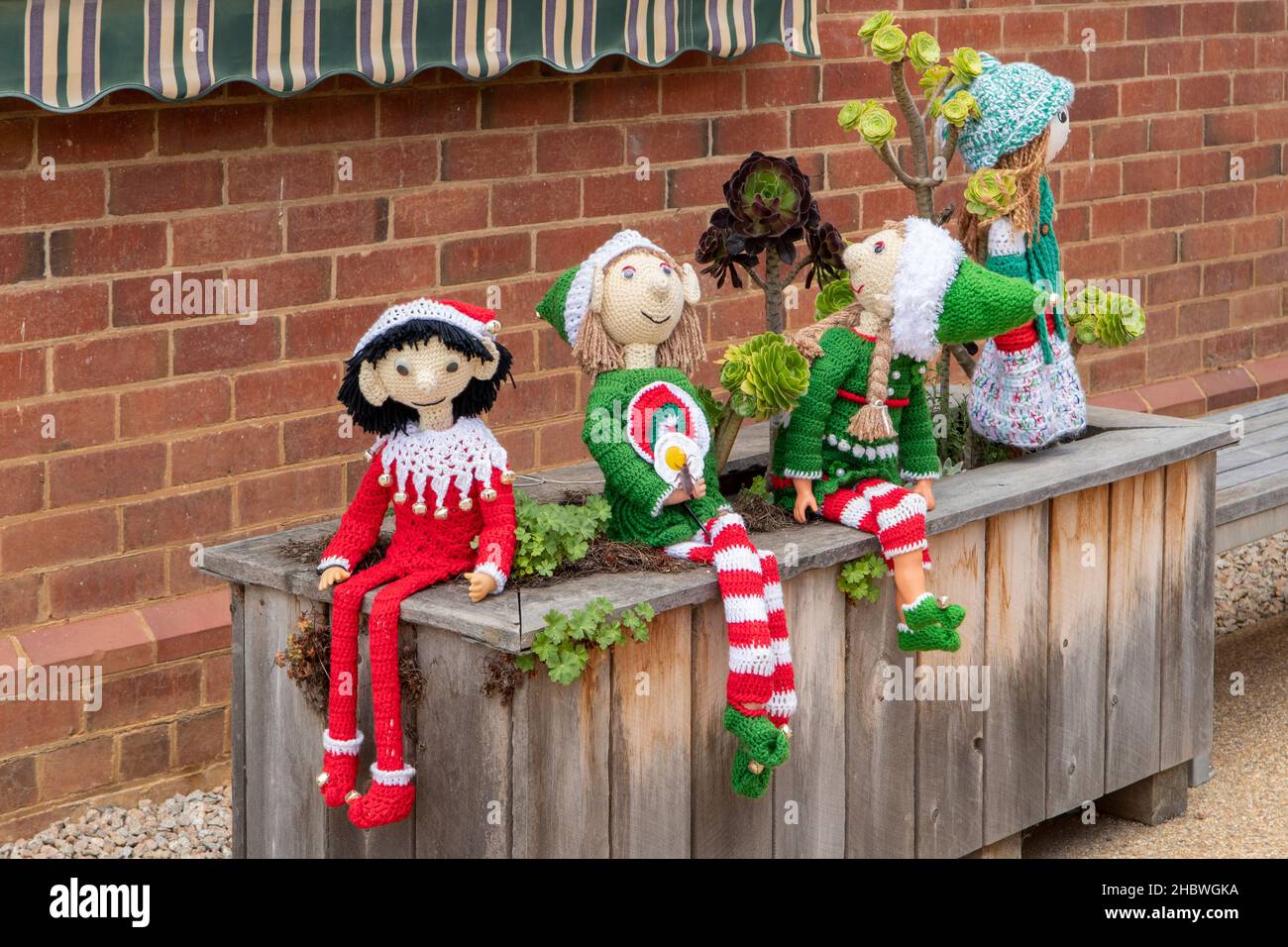 Christmas Crochet Puppets in Chiltern, Victoria, Australia Stock Photo
