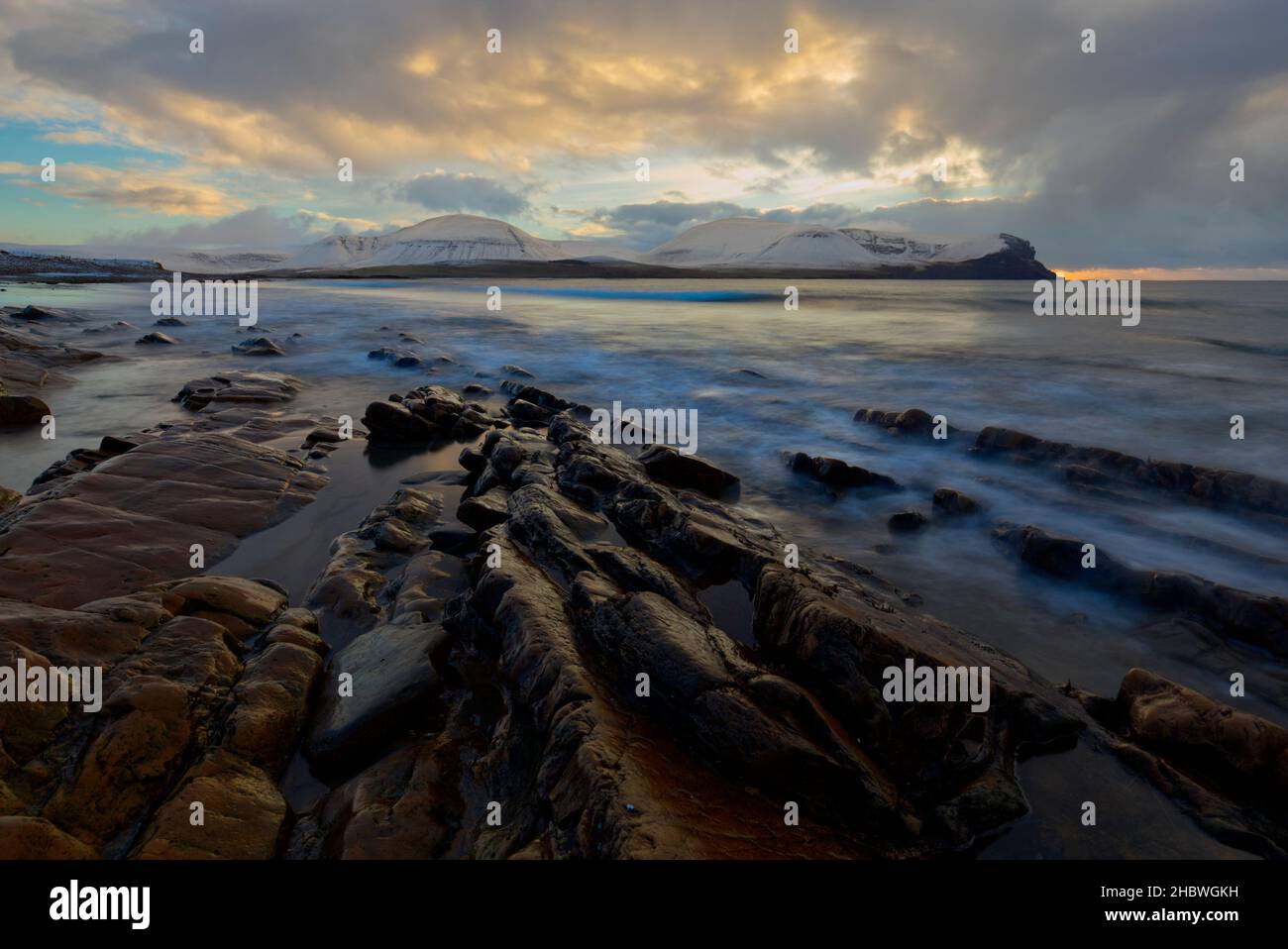Rugged coastline at Warebeth near Stromness, Orkney Isles Stock Photo