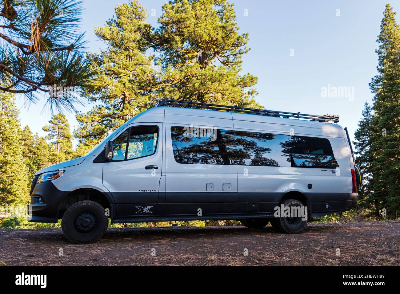Airstream Interstate 24X campervan; disbursed camping; boondocking; Camus  Sno-Park; National Forest; near Adel; Oregon; USA Stock Photo - Alamy