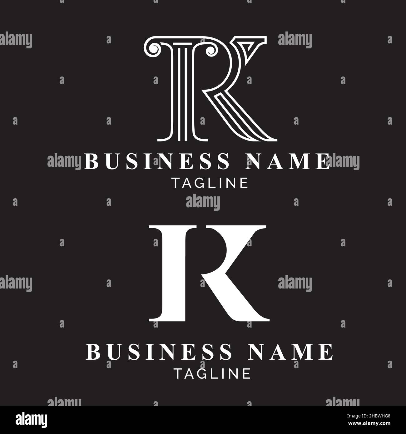 RK or KR monogram logo set. letter based. Stock Vector
