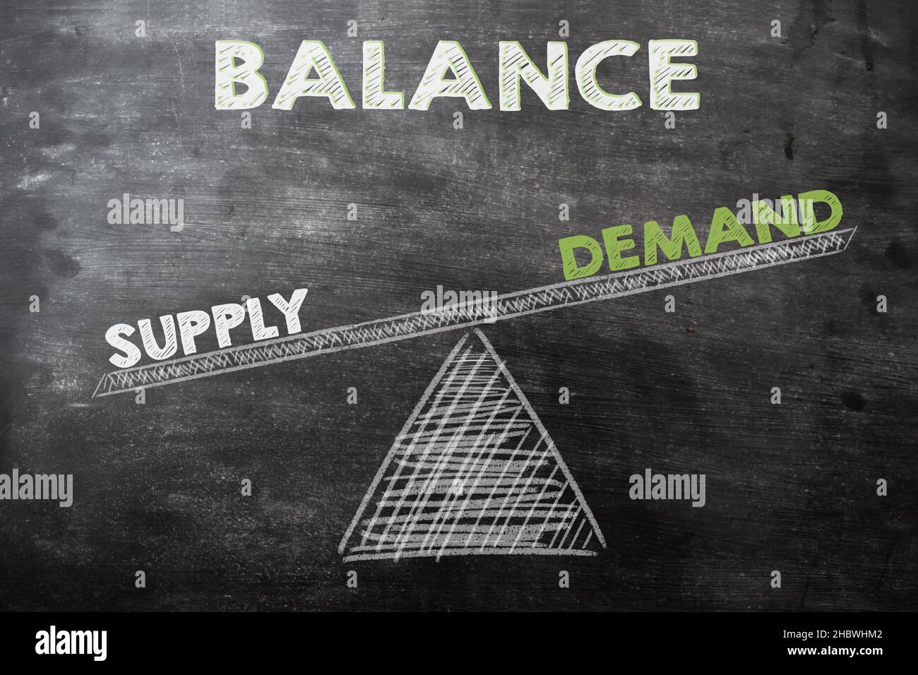 balancing chart supply exceeds demand.business concept Stock Photo