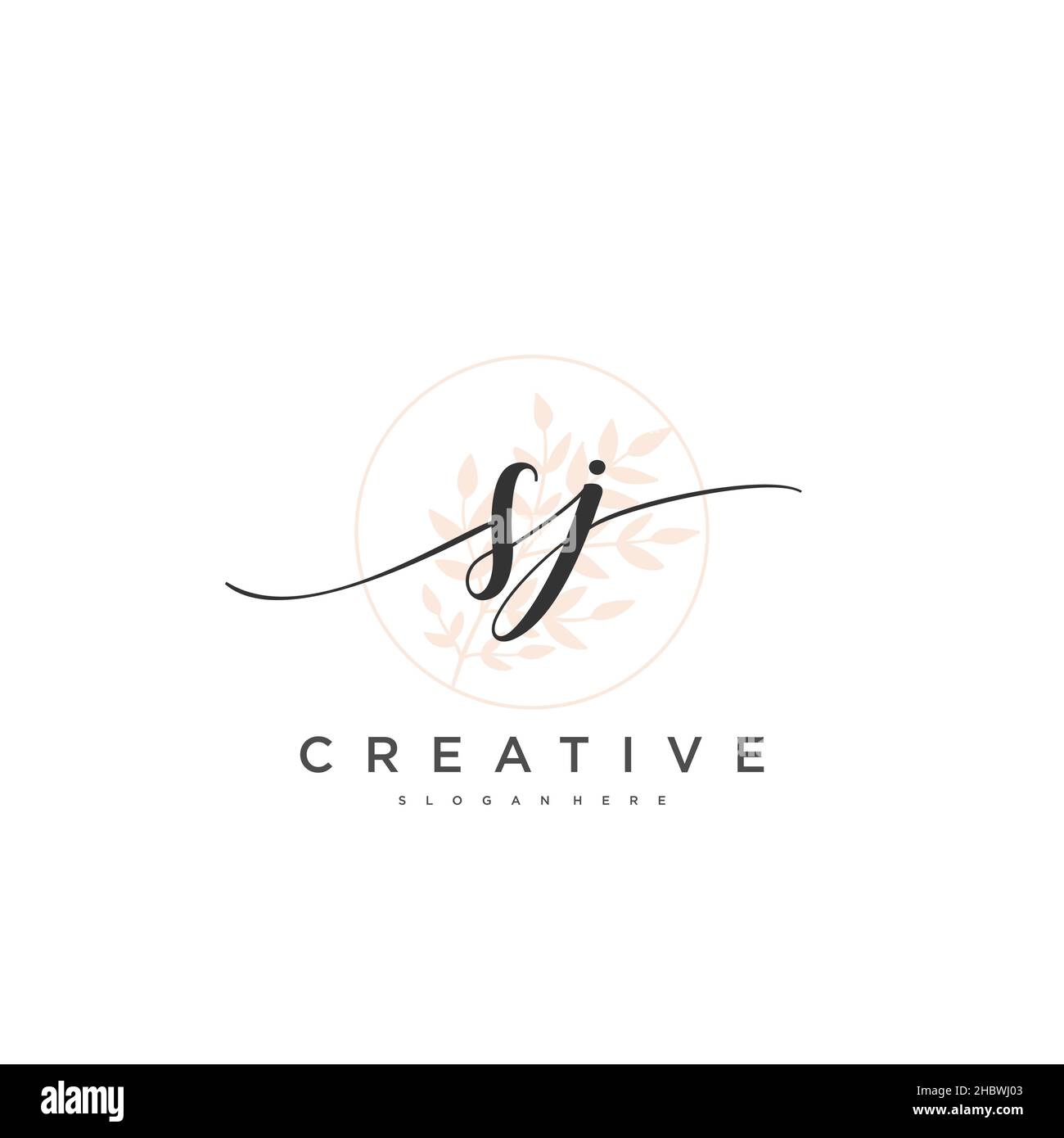 SJ Initial handwriting minimalist geometric logo template vector art, Logo for business beauty, fashion, and other art Stock Vector