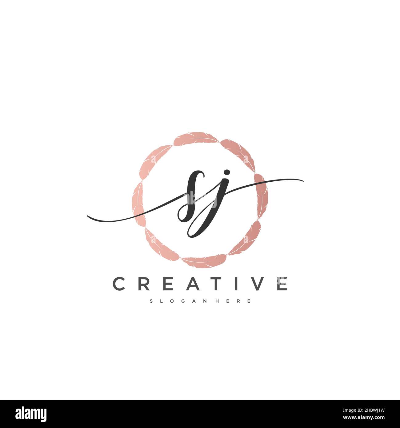 SJ Initial handwriting minimalist geometric logo template vector art, Logo for business beauty, fashion, and other art Stock Vector