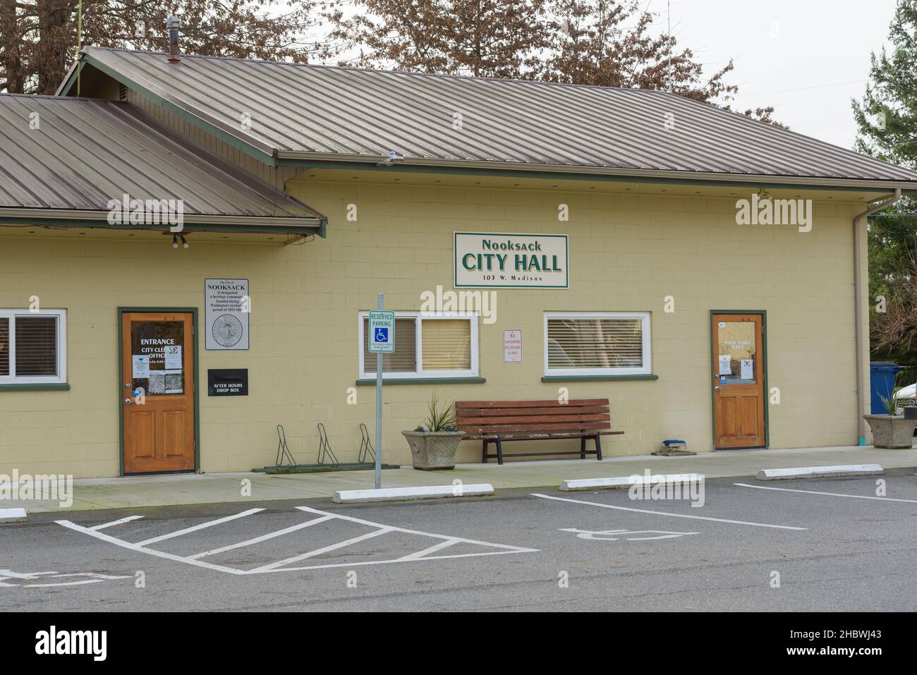 Nooksack, WA, USA December 17, 2021; City Hall building for the