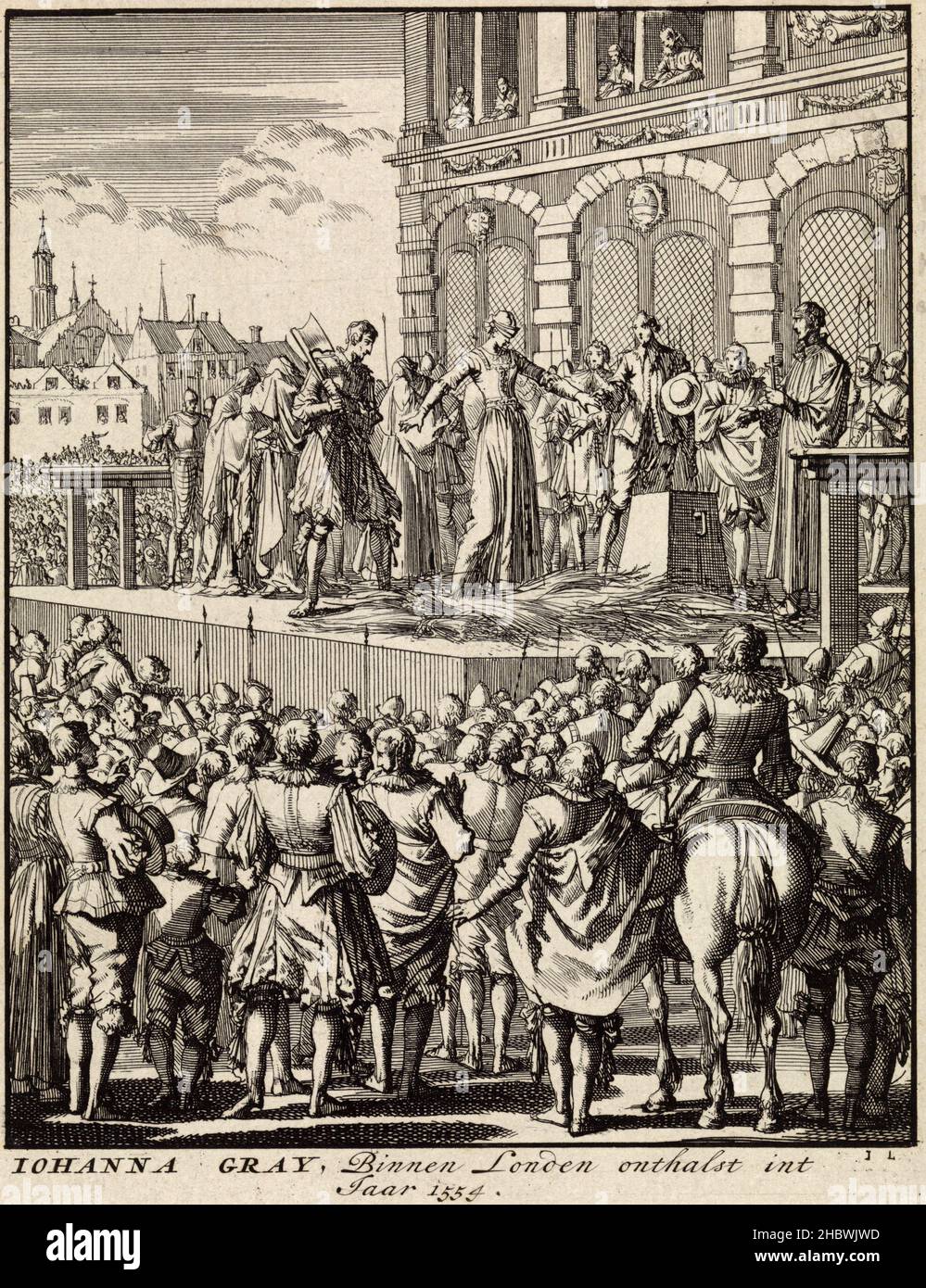 The execution of Lady Jane Grey, who had reigned as Queen of England for 9 days, on 12th Fabruary 1554 Stock Photo