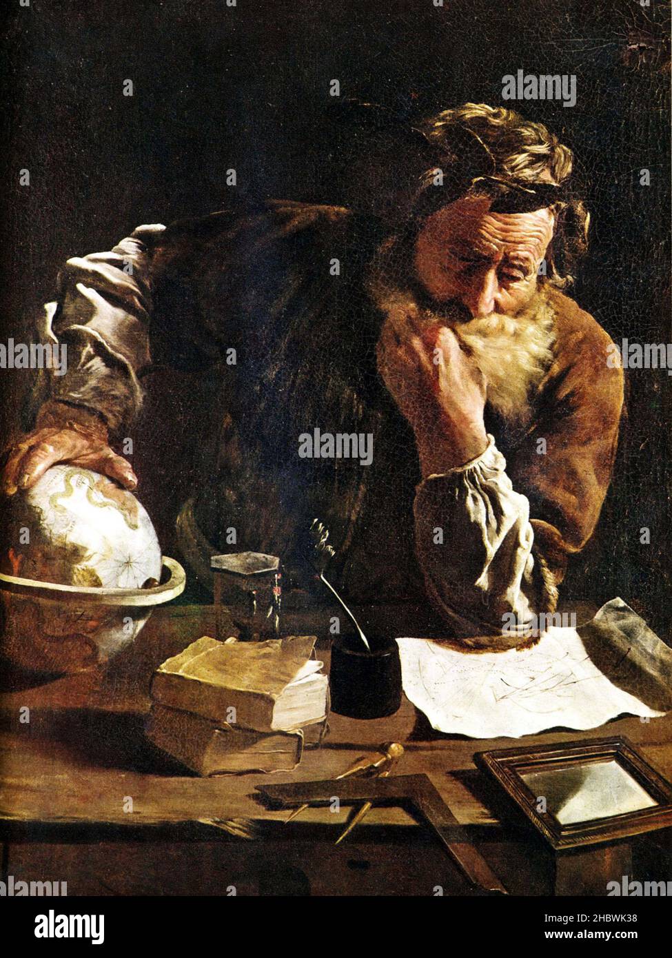 A portrait of Archimedes painted by Domenico Fetti Stock Photo