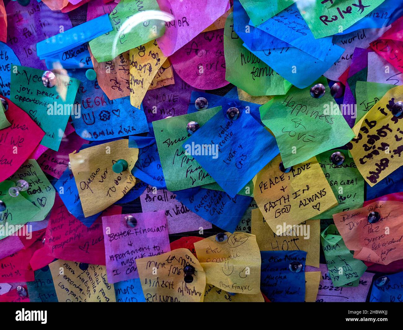 New Year's Eve Wishing Wall at Times Square in New York City on December 12, 2021. Stock Photo