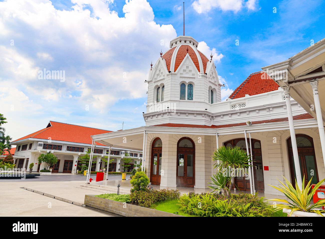A scenic shot of the Balai Pemuda community center building in Surabaya