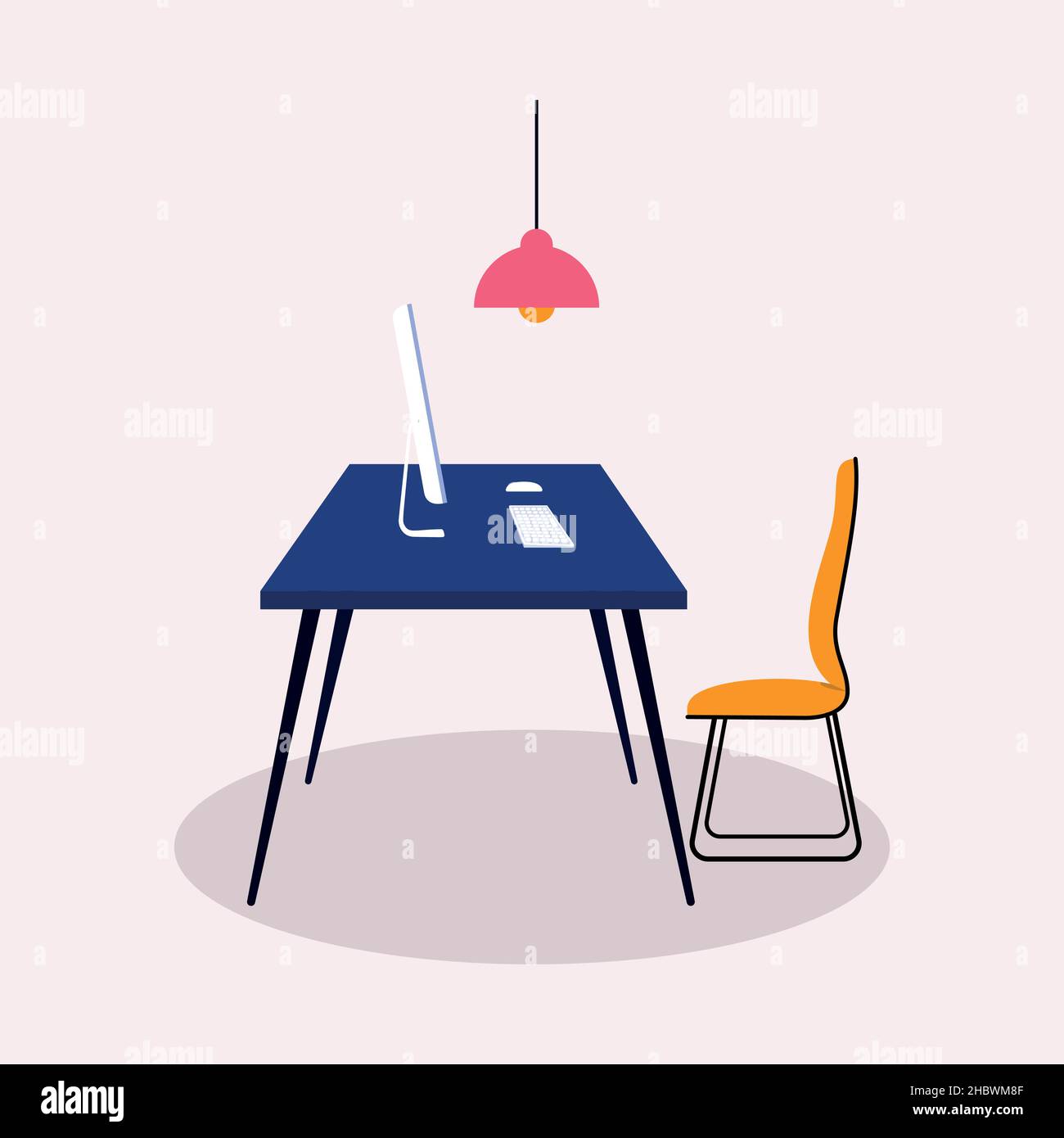 Workplace furniture. Vector illustration in flat design. Stock Vector