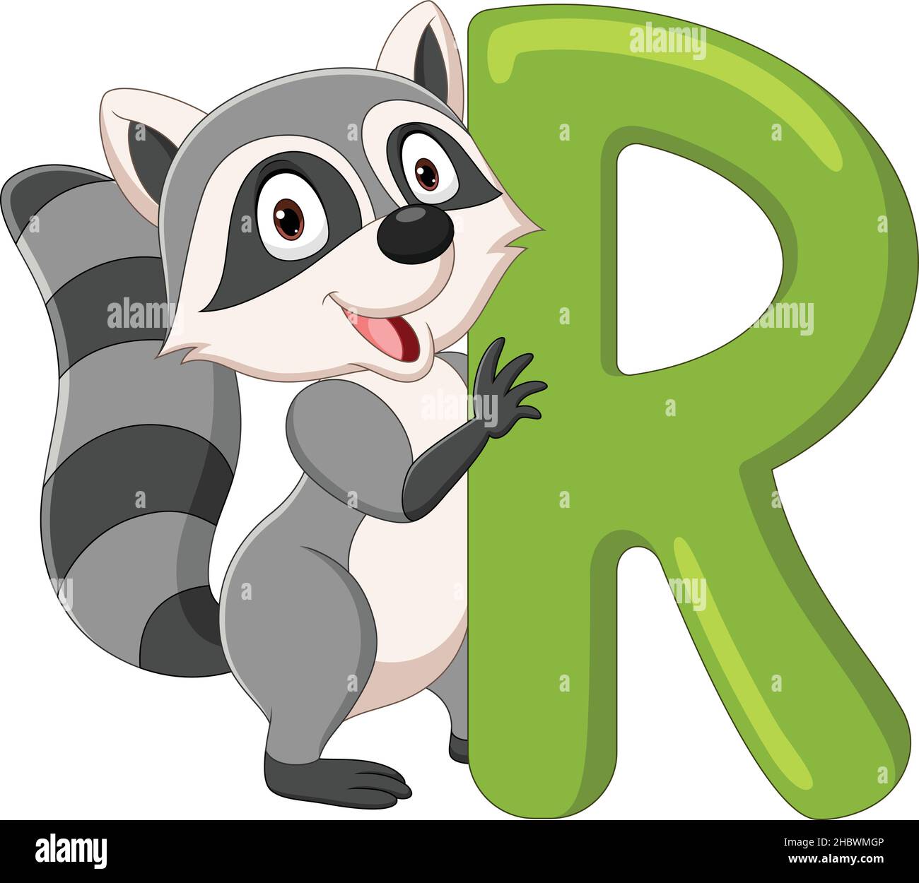 Alphabet letter R for Raccoon Stock Vector