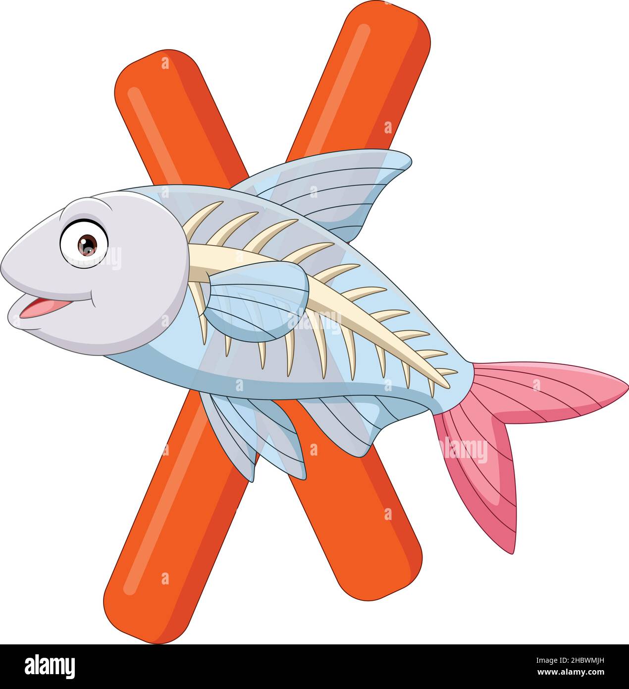 Alphabet letter X for X-Ray Fish Stock Vector