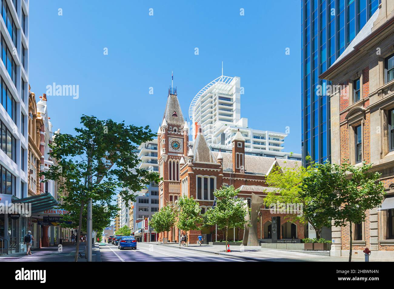 Street scene in Barrack Street in Perth CBD, Western Australia, WA, Australia Stock Photo