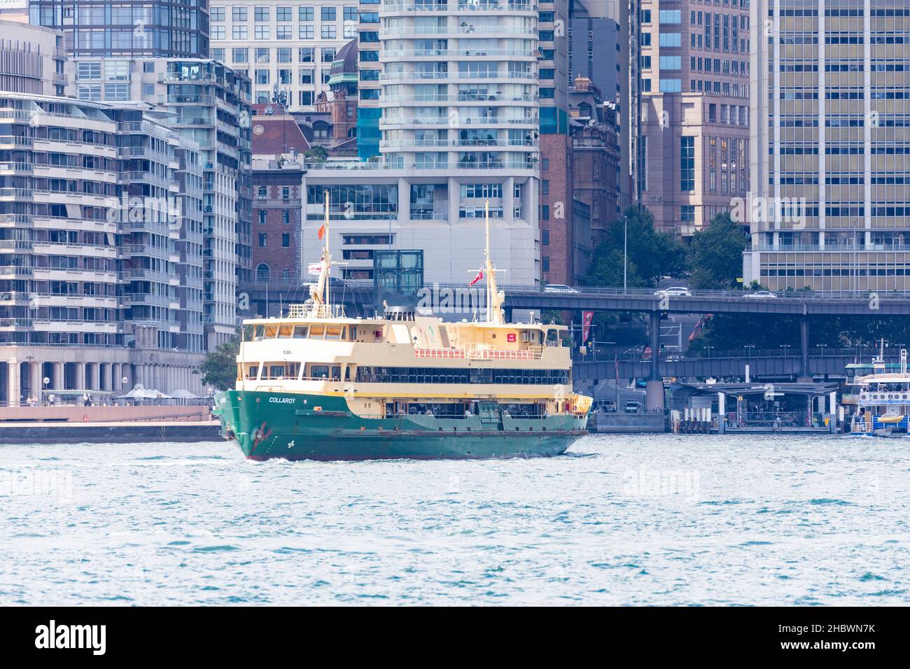 Iconic Sydney ferry, the MV Collaroy ferry, a freshwater class ferry approaches Circular Quay ferry terminal in Sydney,Australia Stock Photo