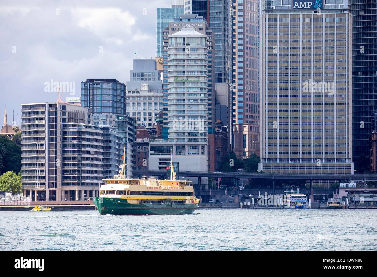 Manly ferry, Iconic Sydney ferry, the MV Collaroy ferry, a freshwater class ferry approaches Circular Quay ferry terminal in Sydney,Australia Stock Photo