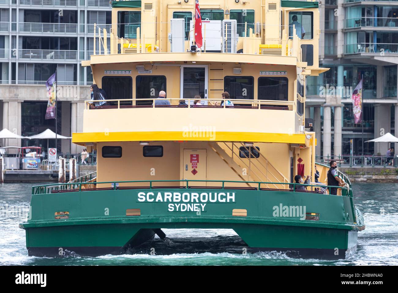 Iconic Sydney ferry the MV Scarborough, near East circular Quay as it departs with passenger son board, a first fleet class ferry,Sydney Stock Photo