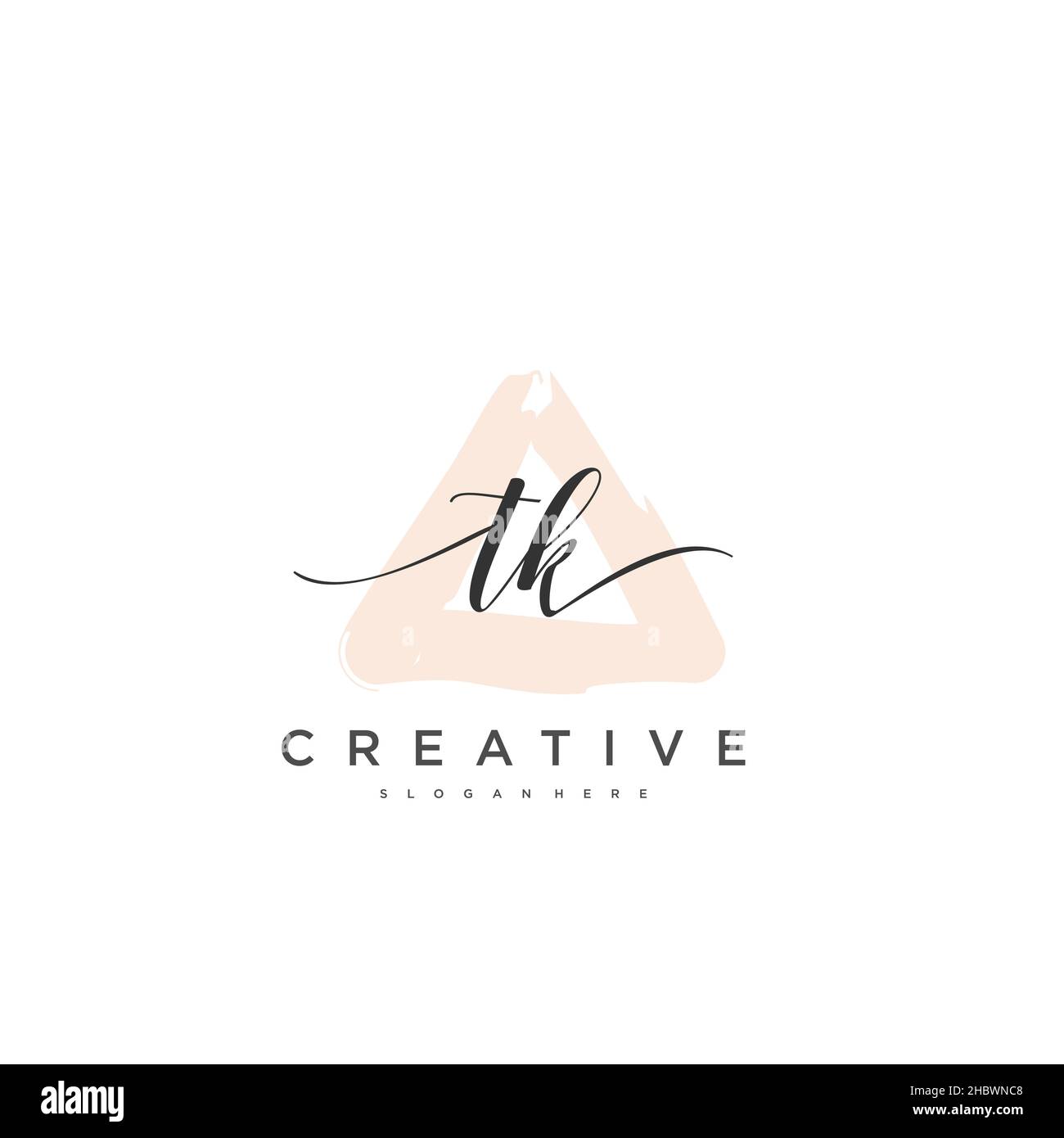 TK Initial handwriting minimalist geometric logo template vector art, Logo for business beauty, fashion, and other art Stock Vector