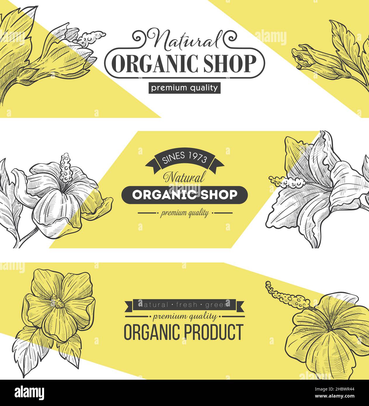 Natural organic shop with premium quality vector Stock Vector