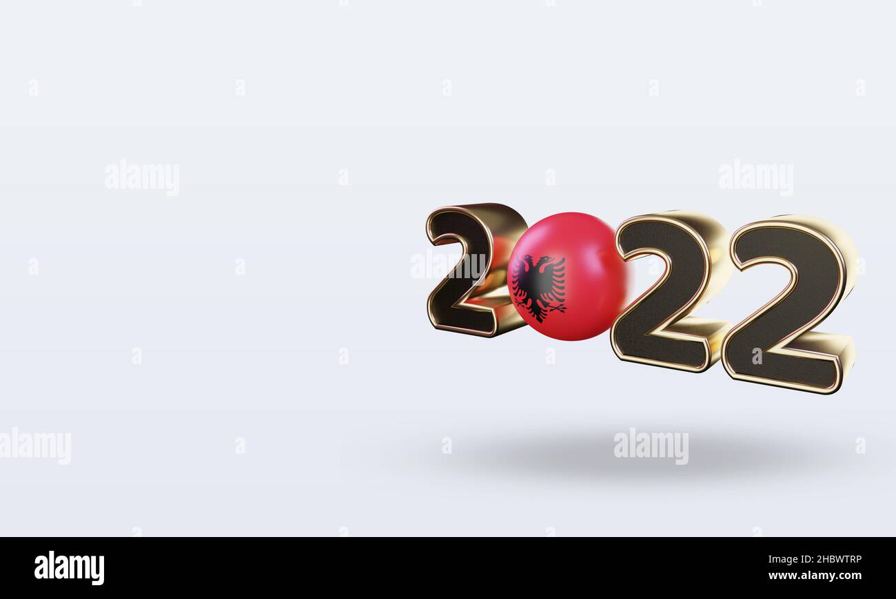 3d text 2022 Albania flag rendering right view Stock Photo - Alamy