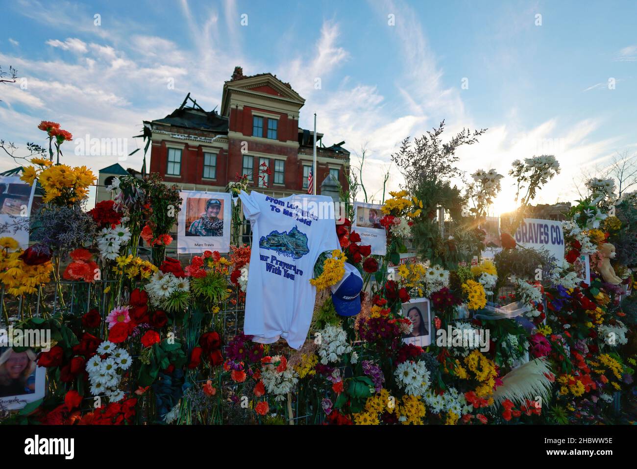 MAYFIELD, KENTUCKY DECEMBER 20 Flowers and photos of those who died