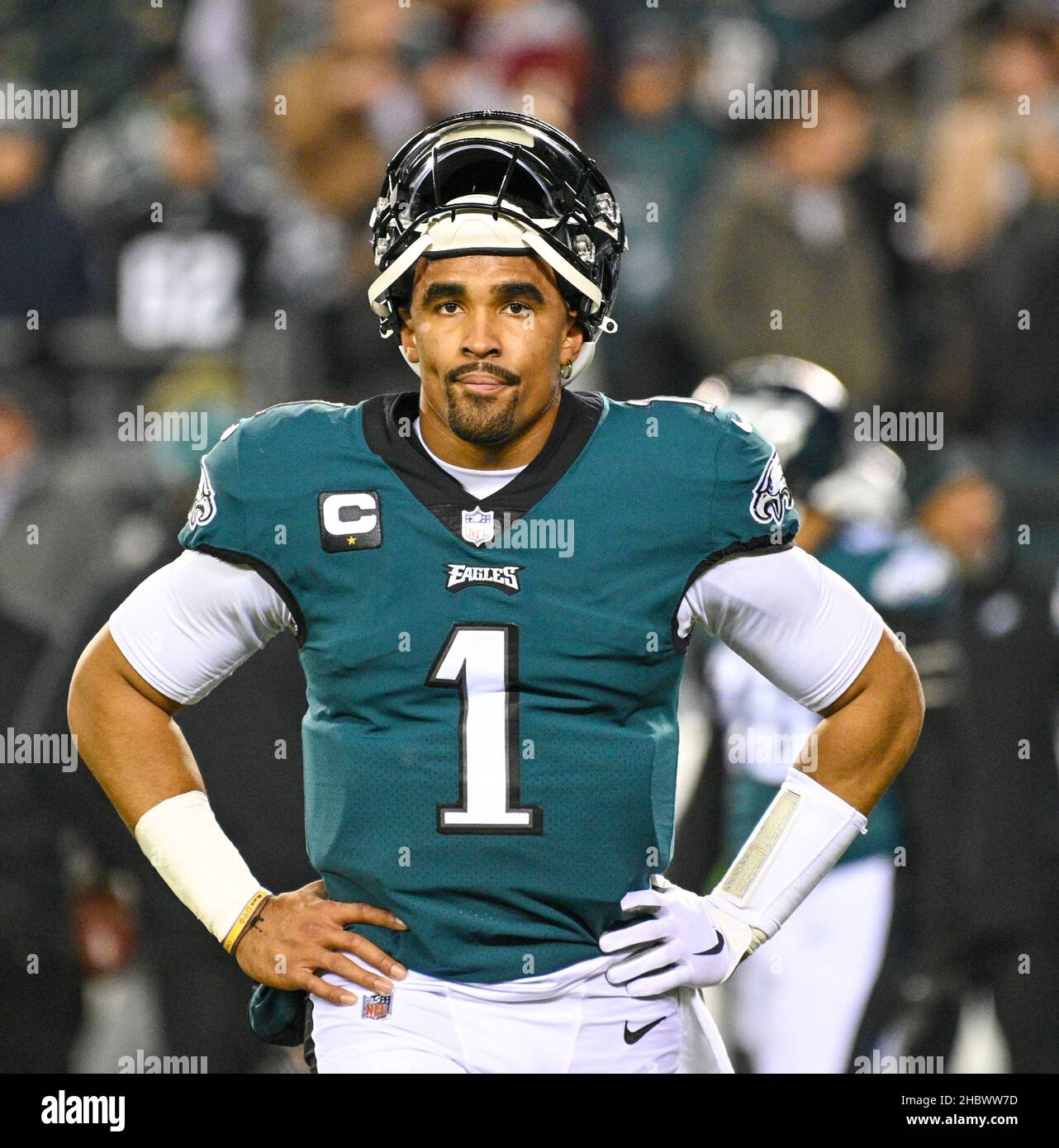Philadelphia, Pennsylvania, USA. 21st Dec, 2021. December 21, 2021, Philadelphia PA- Eagles QB JALEN HURTS QB (1) during the game against the WFT at Lincoln Financial Field (Credit Image: © Ricky Fitchett/ZUMA Press Wire) Stock Photo