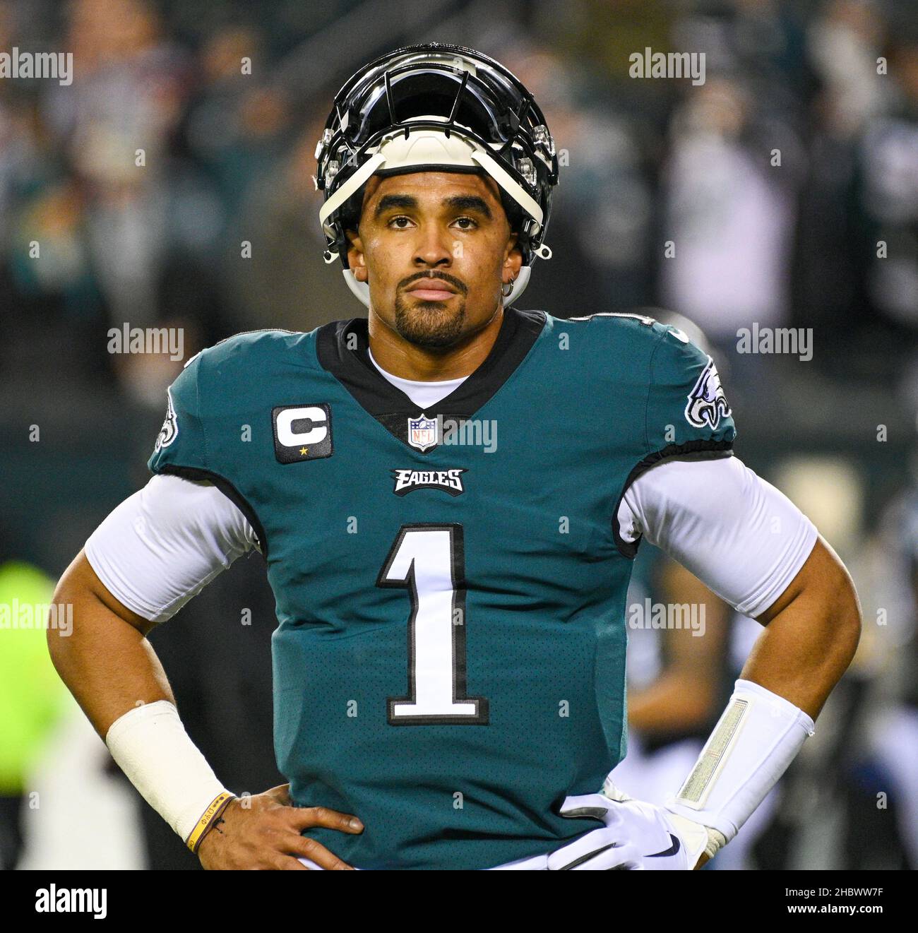Philadelphia, Pennsylvania, USA. 21st Dec, 2021. December 21, 2021, Philadelphia PA- Eagles QB JALEN HURTS QB (1) during the game against the WFT at Lincoln Financial Field (Credit Image: © Ricky Fitchett/ZUMA Press Wire) Stock Photo