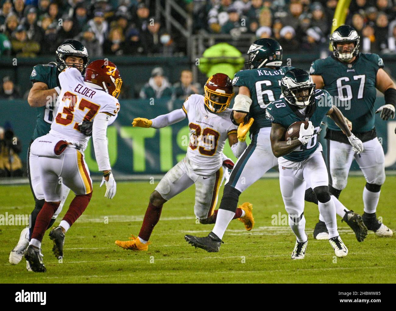 Philadelphia, Pennsylvania, USA. 21st Dec, 2021. December 21, 2021, Philadelphia PA- Eagles JALEN REAGOR WR (18) in action during the game against the WFT at Lincoln Financial Field (Credit Image: © Ricky Fitchett/ZUMA Press Wire) Stock Photo