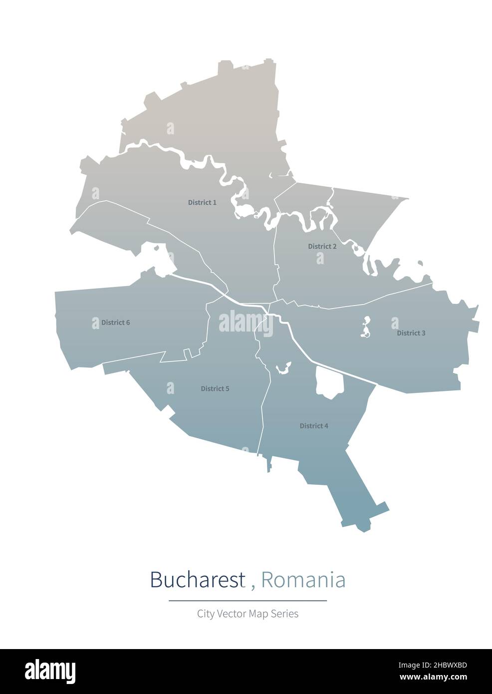 Bucharest Map. vector map of city in the Romania. Stock Vector