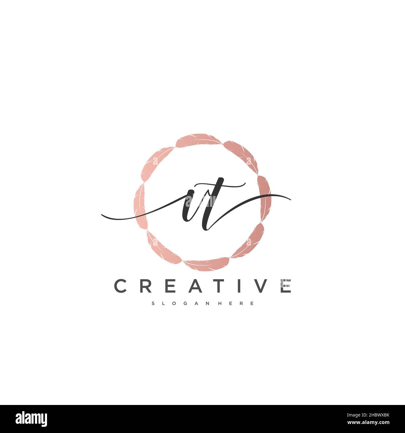 VT Initial handwriting minimalist geometric logo template vector art ...