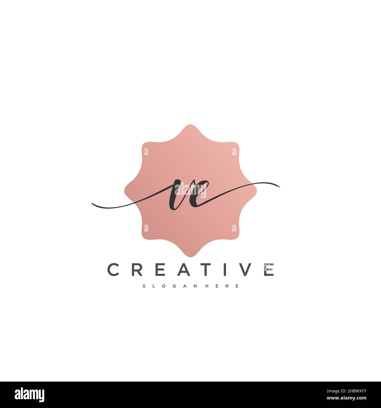 VE Initial handwriting minimalist geometric logo template vector art, Logo for business beauty, fashion, and other art Stock Vector