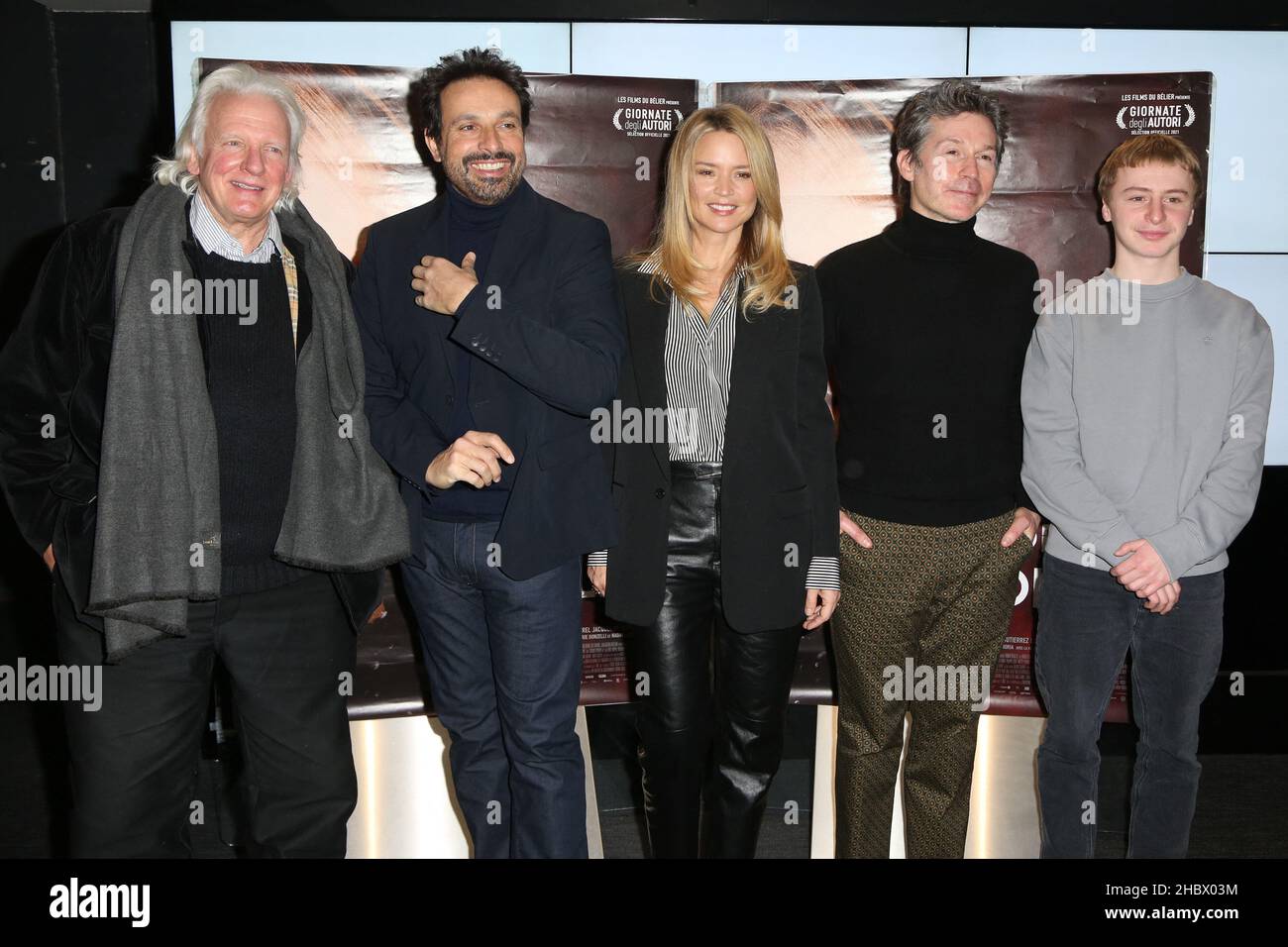 Paris, France, December 21, 2021. Francois Rostain, Bruno Salomone,  Virginie Efira, Antoine Barraud and Thomas Gioria attends Madeleine Collins  Premiere, held at the UGC Les Halles, in Paris, France, on December 21,