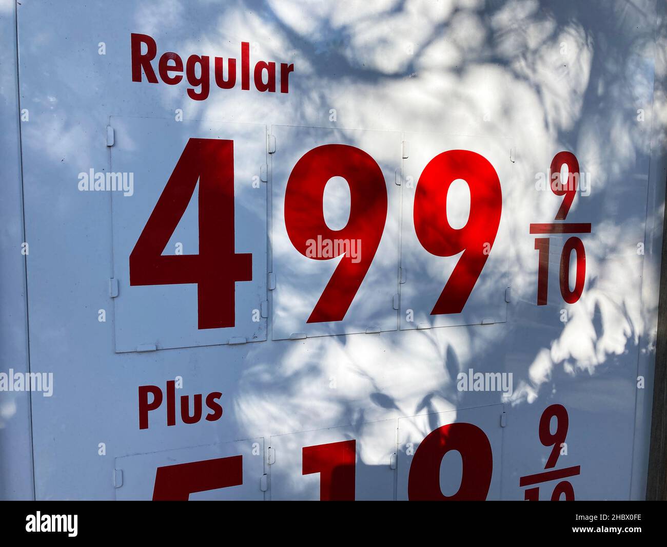 Prices top 5 dollars per gallon for gasoline in the United States Stock Photo