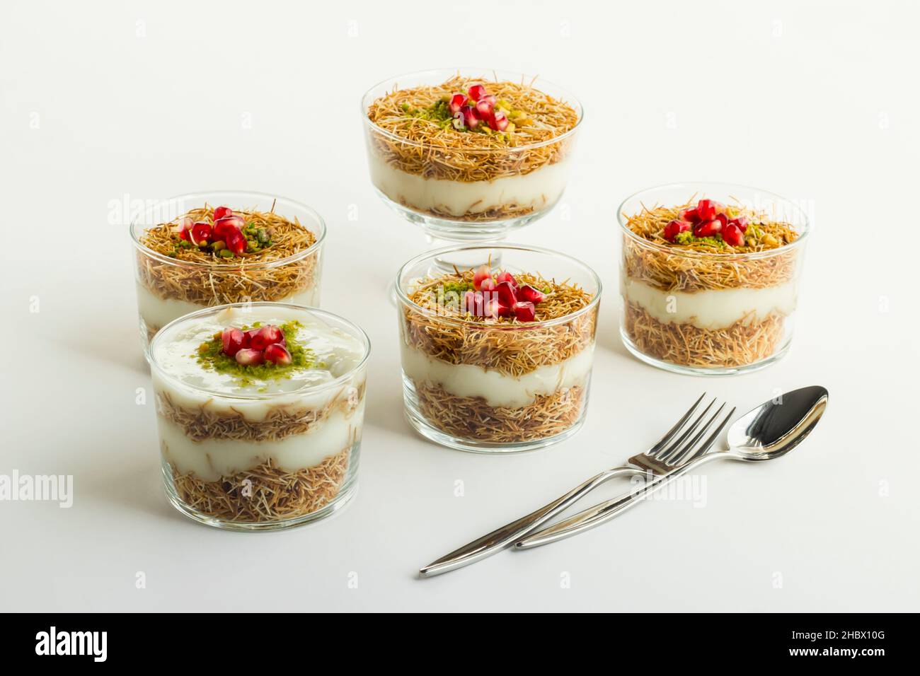 Traditional,crispy Ramadan dessert custard pudding made with roasted