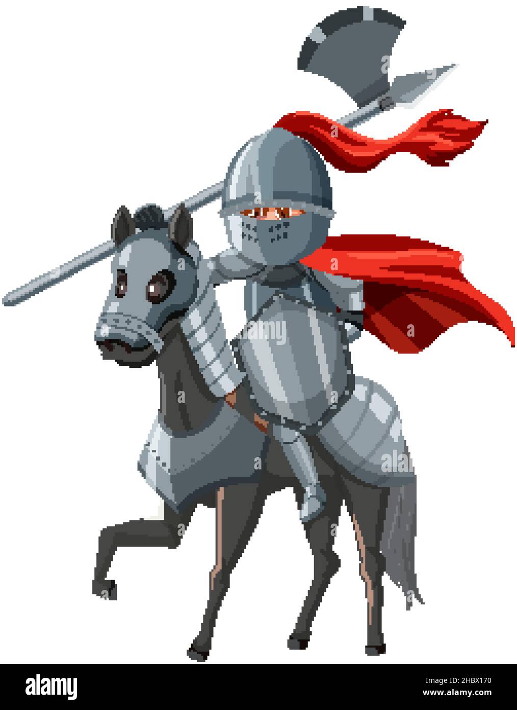 Medieval knight riding a horse isolated illustration Stock Vector Image ...