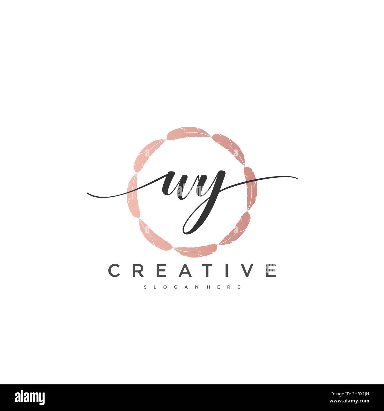WY Initial handwriting minimalist geometric logo template vector art ...