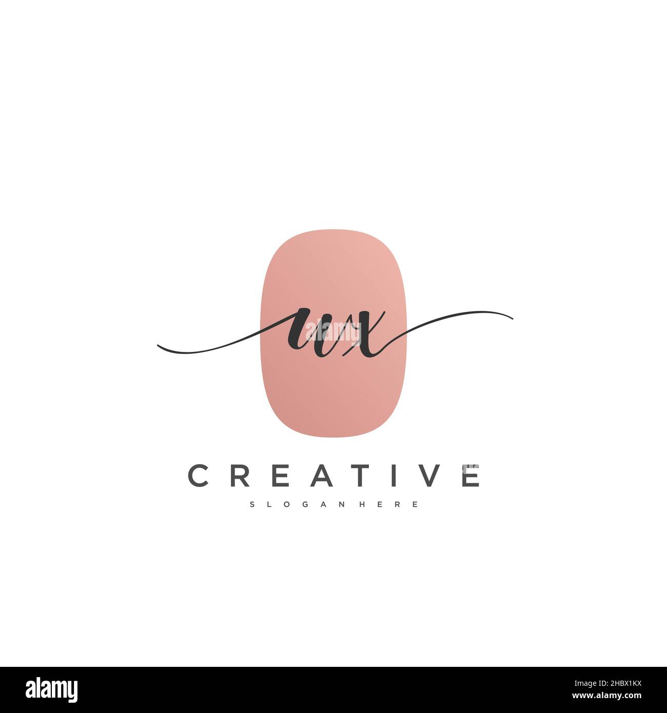 WX Initial handwriting minimalist geometric logo template vector art ...