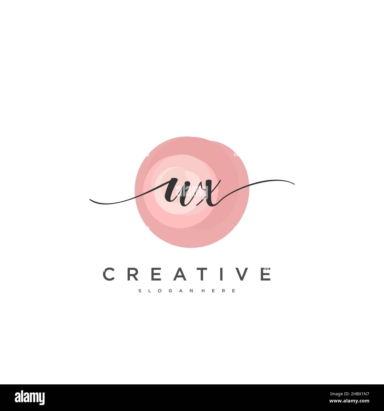 WX Initial handwriting minimalist geometric logo template vector art ...