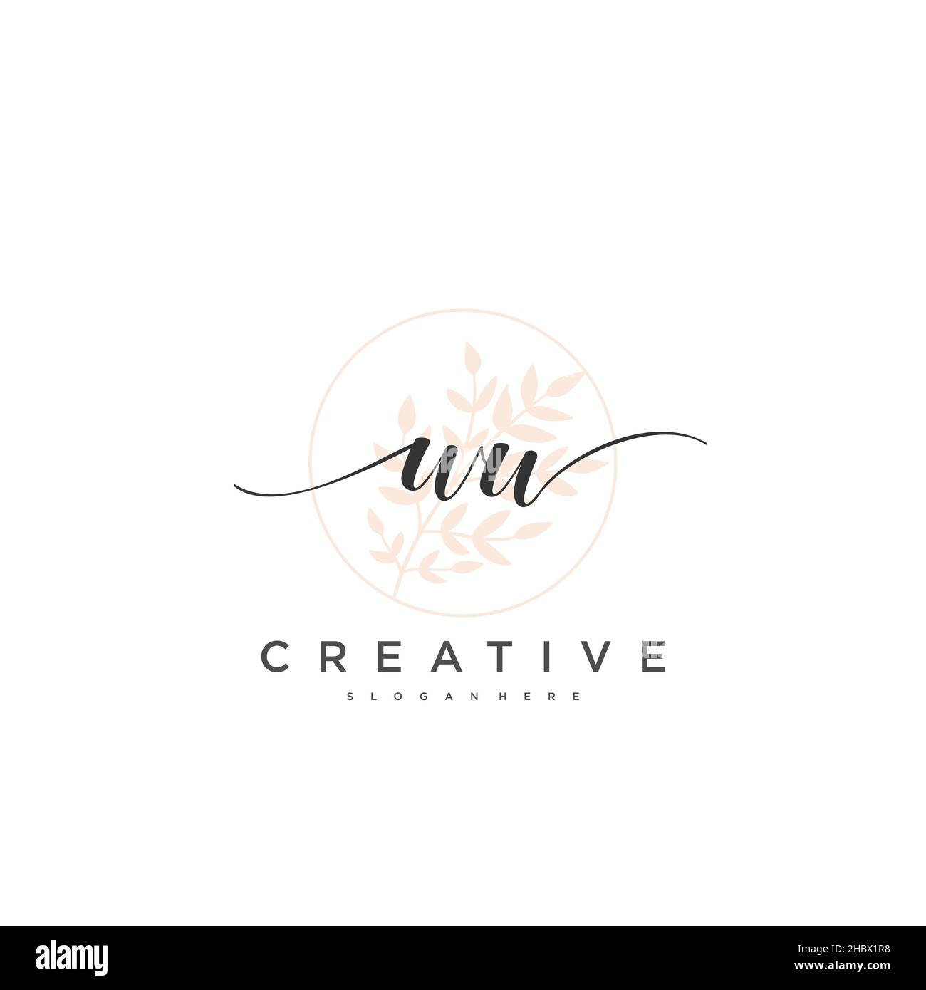 WW Initial handwriting minimalist geometric logo template vector art ...