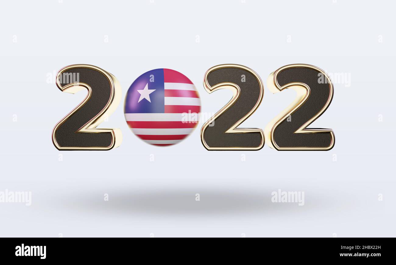 3d text 2022 Liberia flag rendering front view Stock Photo - Alamy