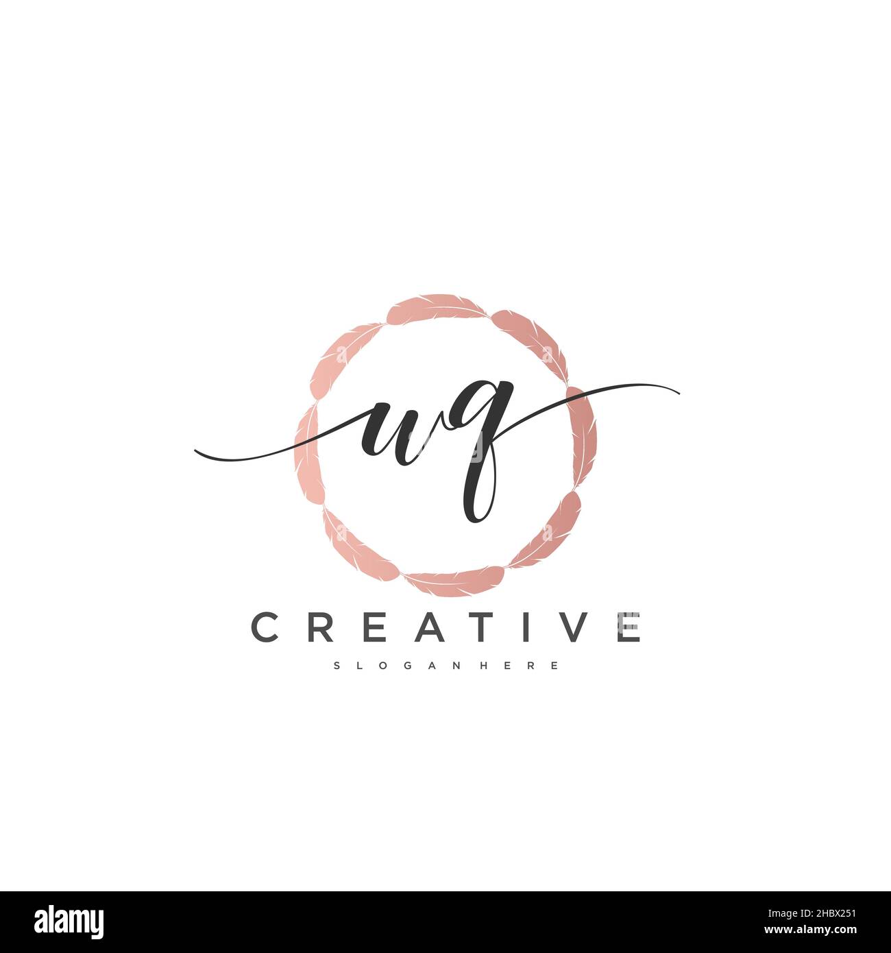 WQ Initial handwriting minimalist geometric logo template vector art, Logo for business beauty, fashion, and other art Stock Vector