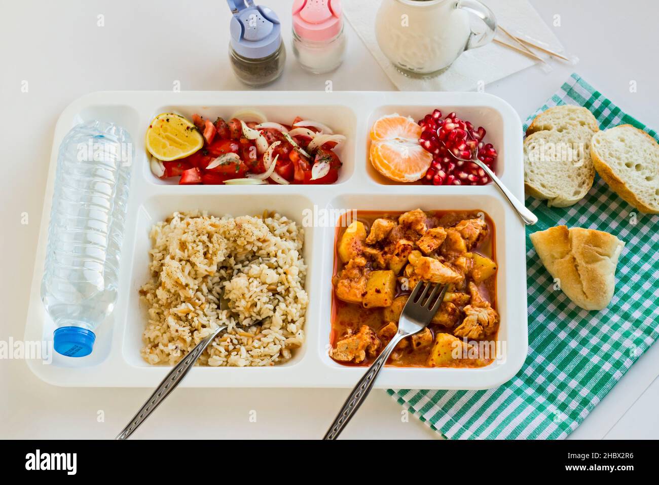 Traditional Turkish Meal with chicken potato,rice,tomato salad and ...