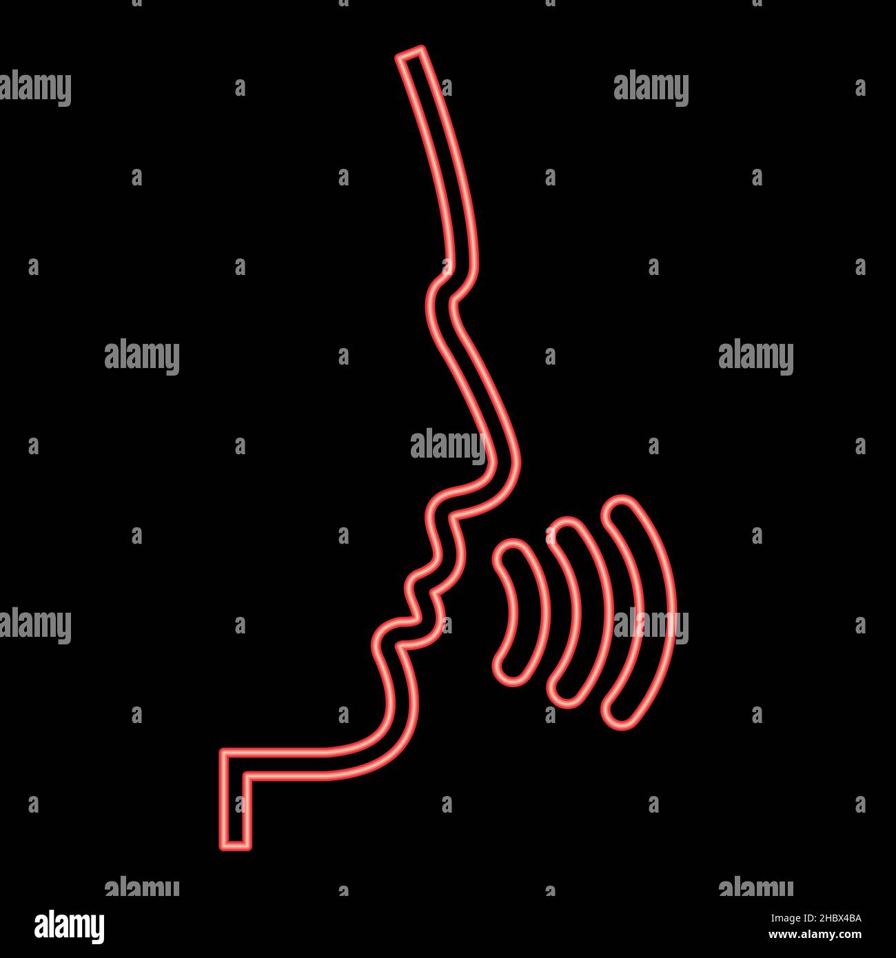 Neon head speaking man red color vector illustration image flat style light Stock Vector