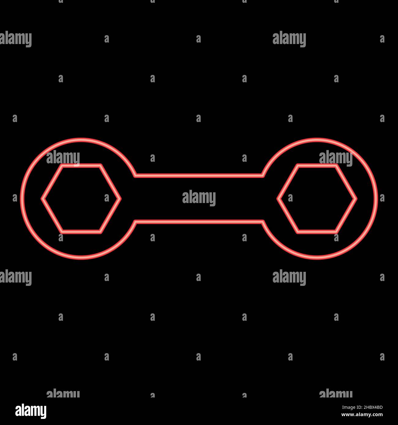 Neon spanner red color vector illustration image flat style light Stock ...