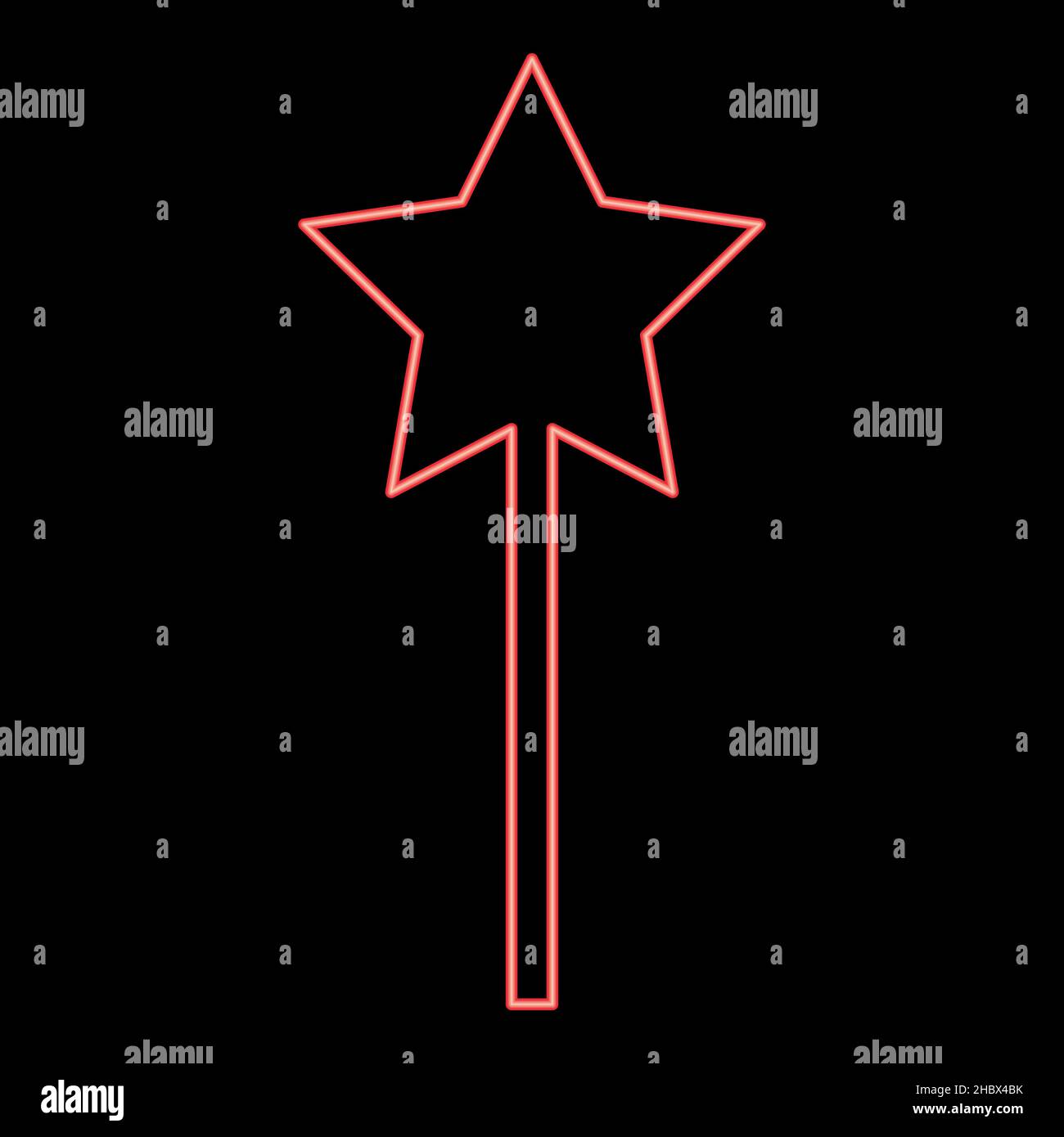 Neon magic wand red color vector illustration image flat style light Stock Vector