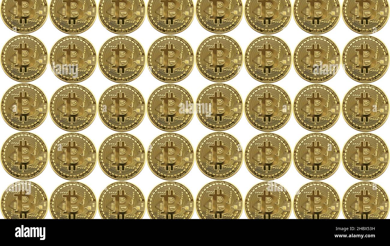 Bitcoin. crypto currency . Copy space for text . White background 3D illustration Stock Photo