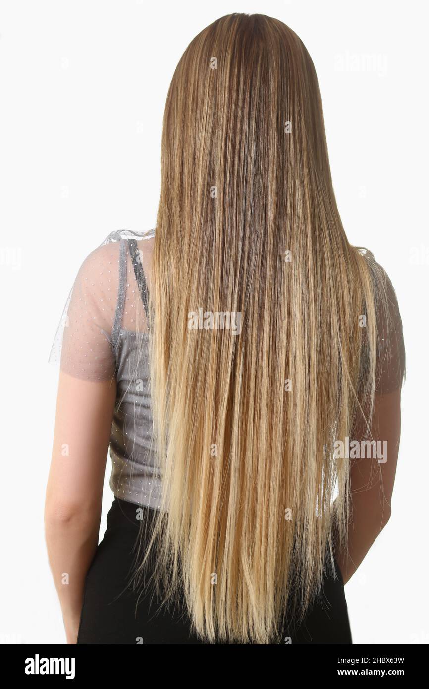 Womans back and long luxury shiny blonde hair, female after beauty salon  Stock Photo - Alamy