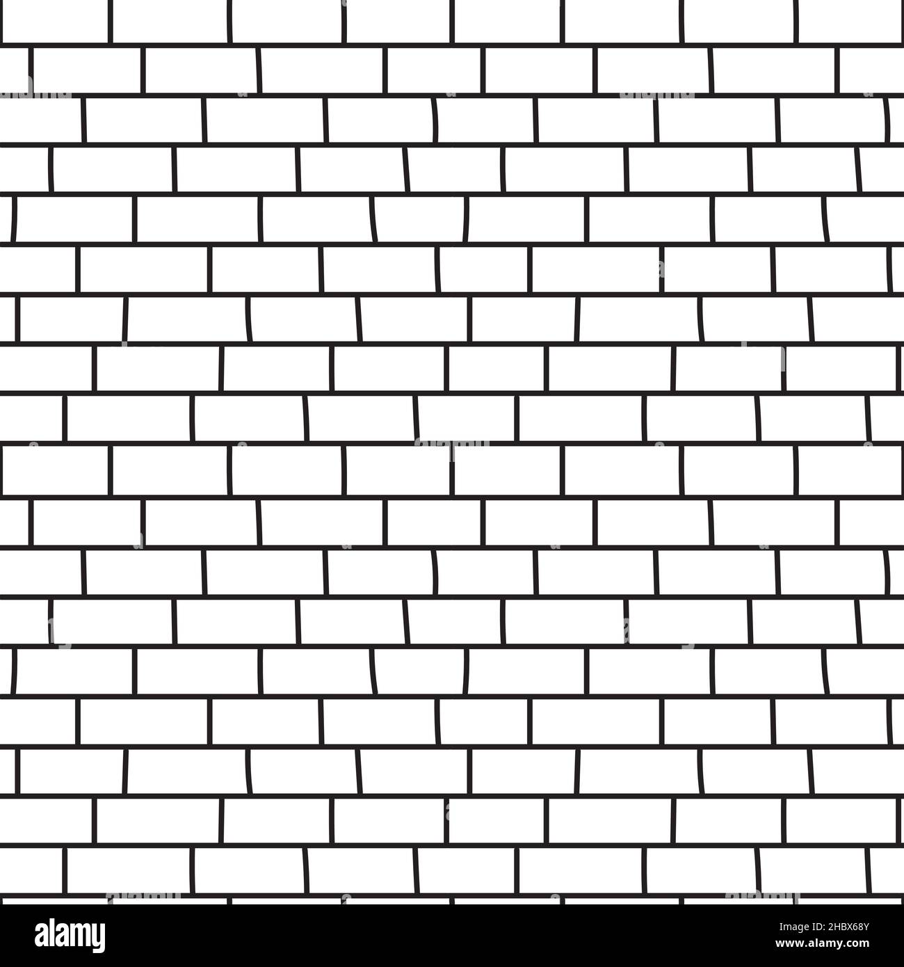 Brick wall hand drawn seamless pattern, black and white lines texture