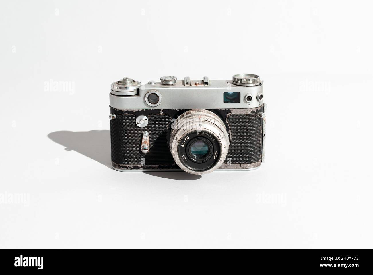 A closeup of the vintage camera isolated on white background Stock ...