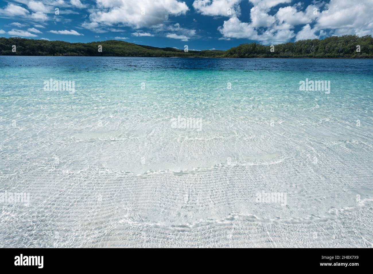 Outstanding Lake McKenzie on Fraser Island, world's largest sand island. Stock Photo